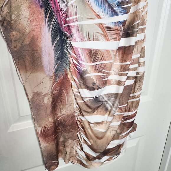 Vintage Dots one shoulder boho feather print Y2K dress size M - Picture 10 of 11